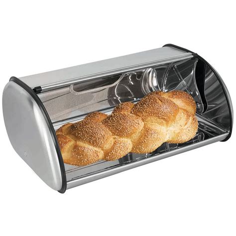 home basics bread box stainless steel with window amazon|Home Basics Stainless Steel Bread Box, Silver.